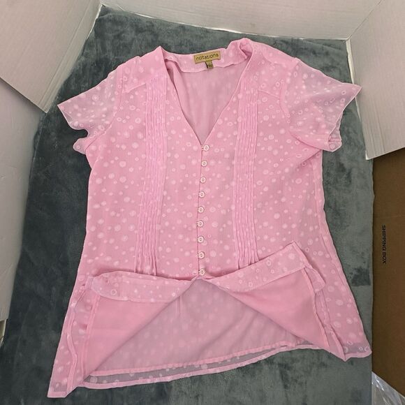 Notations Women’s Blouse Pink Size Large Y2K Peasant Whimsical Princess - Picture 7 of 7